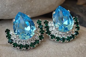 Emerald Light Blue  Earrings