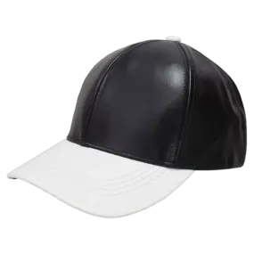 Emstate Black and White Men's Genuine Cowhind Leather Adjustable Baseball Cap