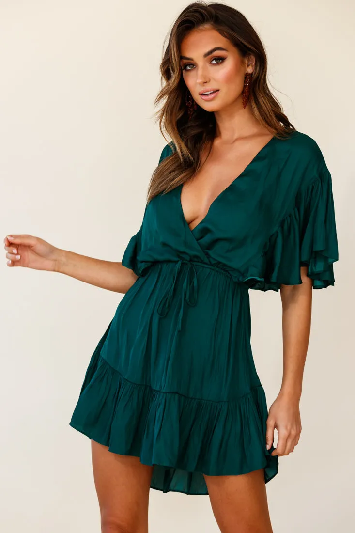 Esme V-Neckline Drawstring Waist Dress Jade