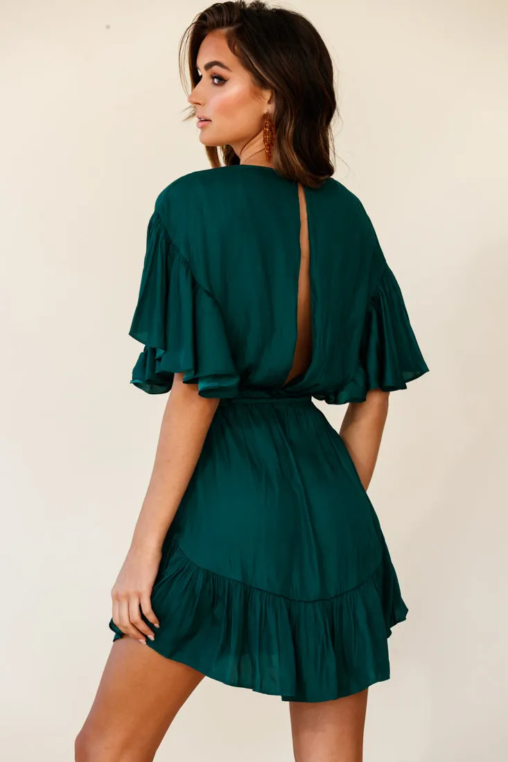 Esme V-Neckline Drawstring Waist Dress Jade