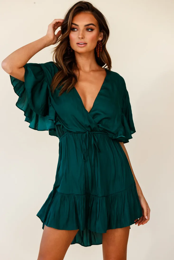 Esme V-Neckline Drawstring Waist Dress Jade