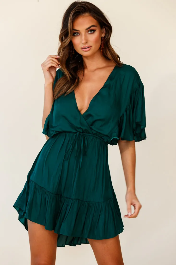 Esme V-Neckline Drawstring Waist Dress Jade