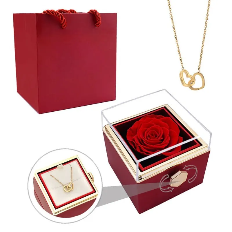 Eternal Rose Box With Custom Engraved Necklaces