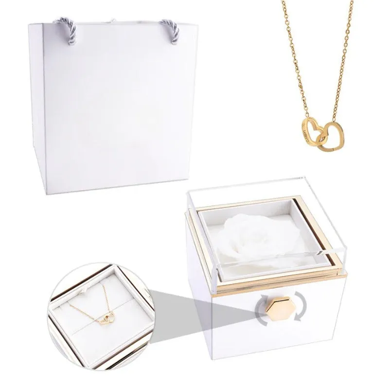 Eternal Rose Box With Custom Engraved Necklaces