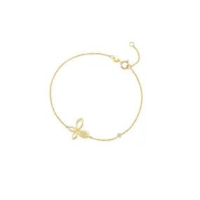 FANCIME "Little Fairy" Butterfly Diamond 14K Yellow Gold Bracelet