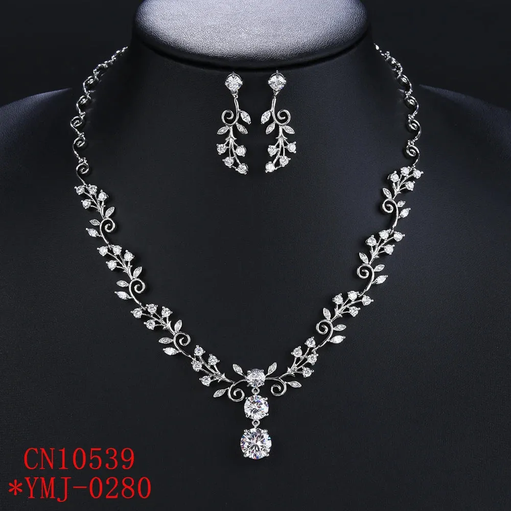 Fashion CZ Cubic Zirconia Bridal Wedding Necklace Earring Set Jewelry Sets for Women Jewelry Accessories CN10539