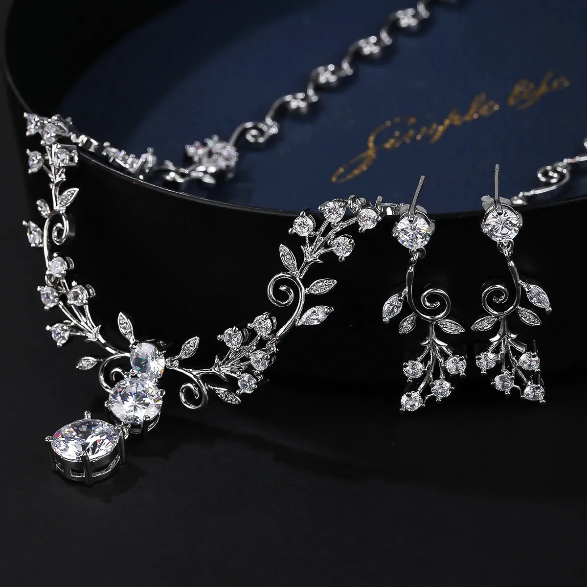 Fashion CZ Cubic Zirconia Bridal Wedding Necklace Earring Set Jewelry Sets for Women Jewelry Accessories CN10539