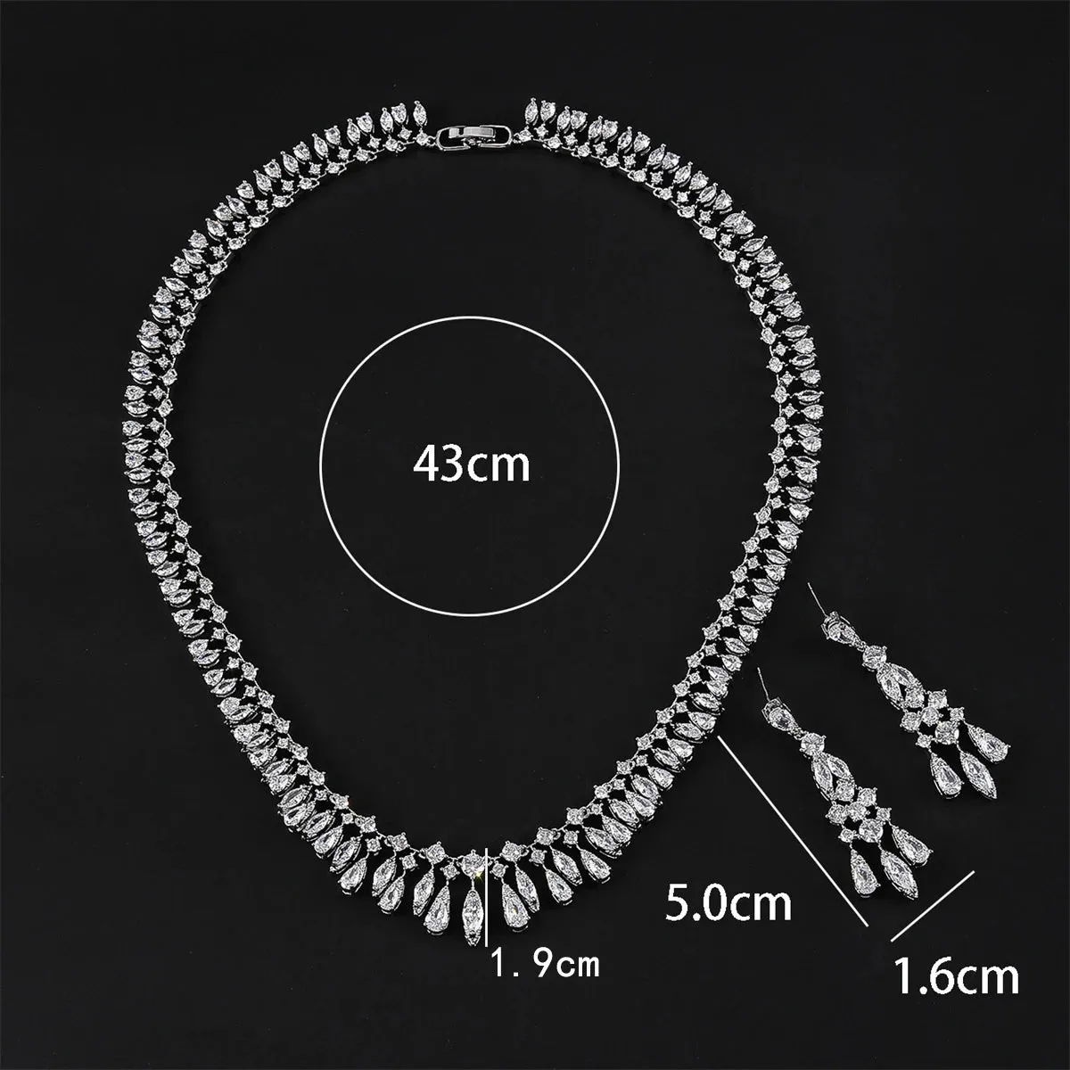 Fashion CZ Waterdrop Cubic Zirconia Necklace  Earrings Set  Bridal Wedding Jewelry Sets for Women Gift CN11234