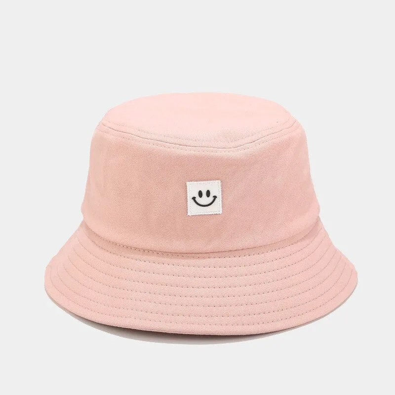 Fashion Women Bucket Hat New Candy Colors Smile Face Sun Hat Outdoor Sports Travel Beach Caps Fishermen Hats Hip Hop Female Cap