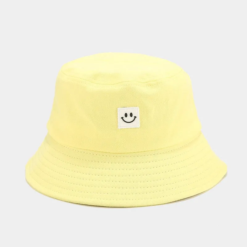 Fashion Women Bucket Hat New Candy Colors Smile Face Sun Hat Outdoor Sports Travel Beach Caps Fishermen Hats Hip Hop Female Cap