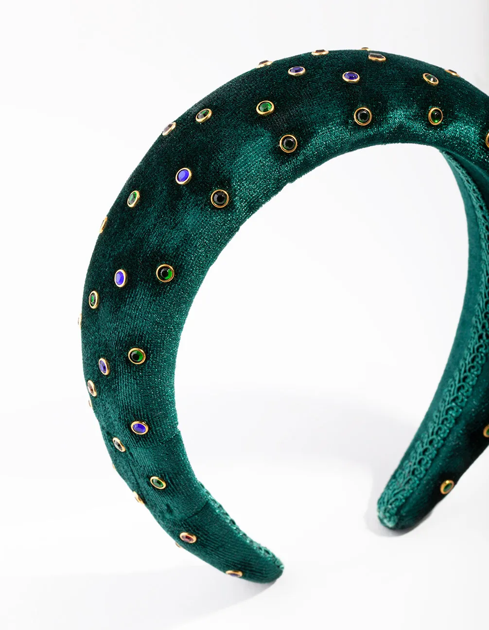 Festive Green Velvet Jewel Headband