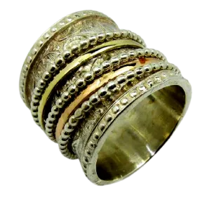 Fidget Ring for women. Silver Gold Meditation Band.