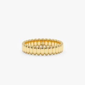 Fluted Design Gold Wedding Band, Celia