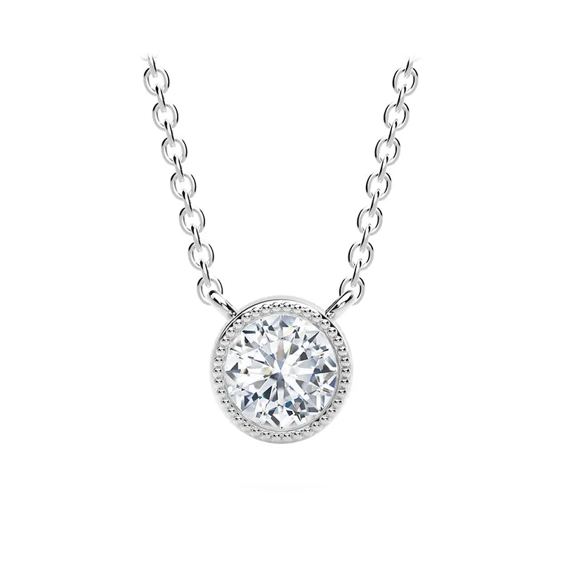 Forevermark Tribute™ Round Diamond Milgrain Bezel Necklace