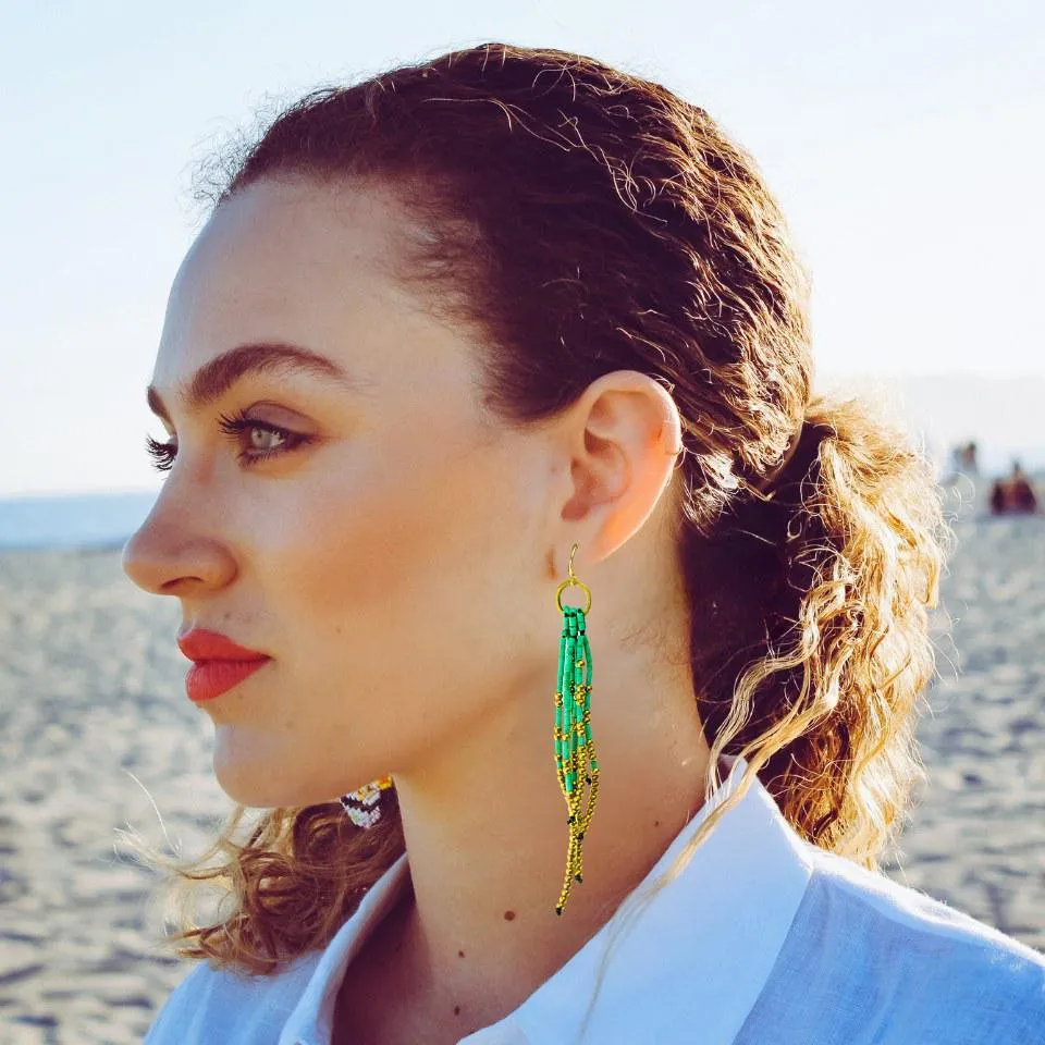 Fortune Jade Boho Tassel Earrings - Thailand