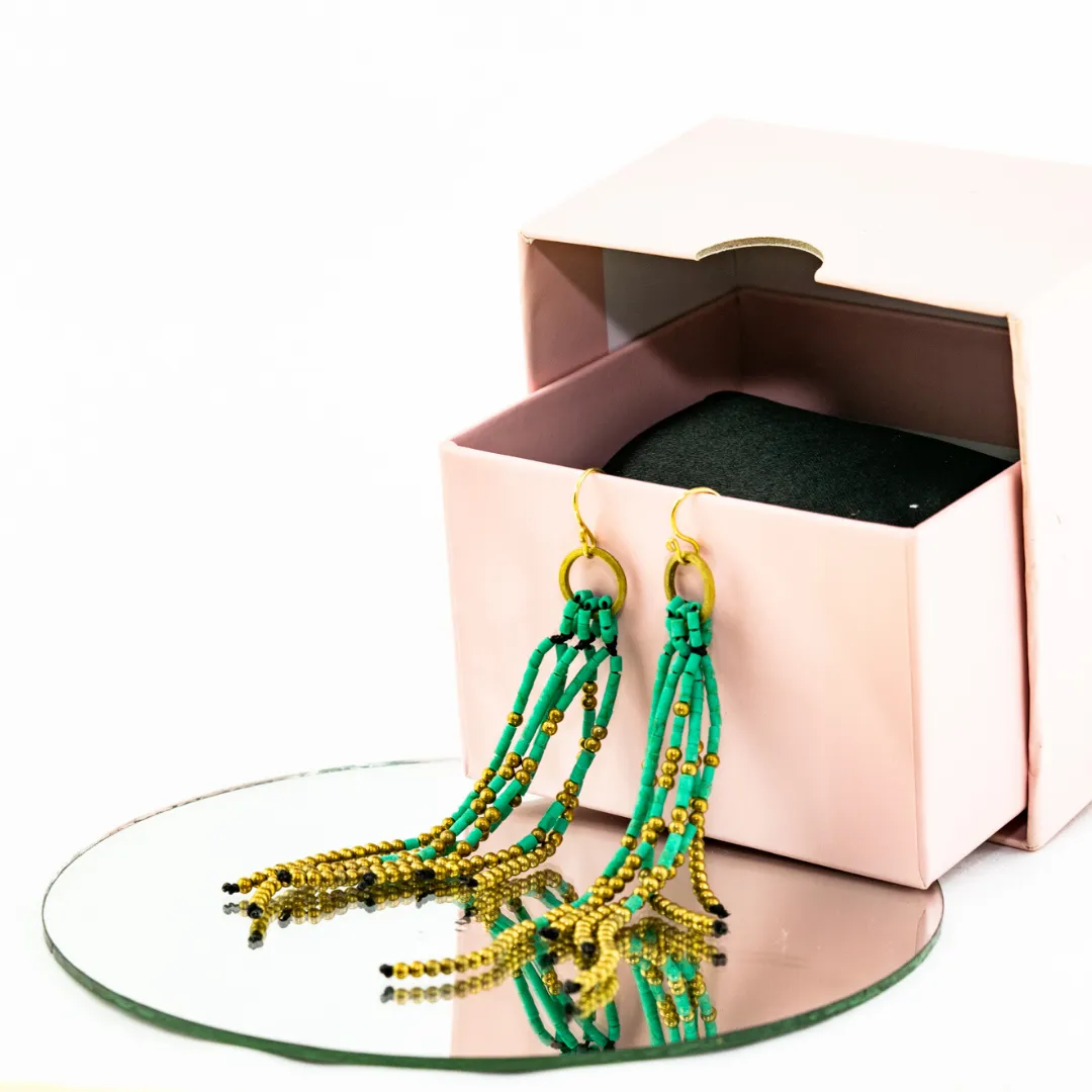 Fortune Jade Boho Tassel Earrings - Thailand