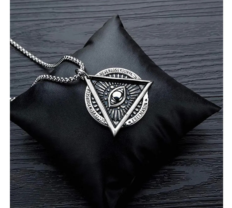 Freemason Necklace Pyramid Eye Necklace Illuminati Talisman Masonic Stainless Steel Chain Jewelry