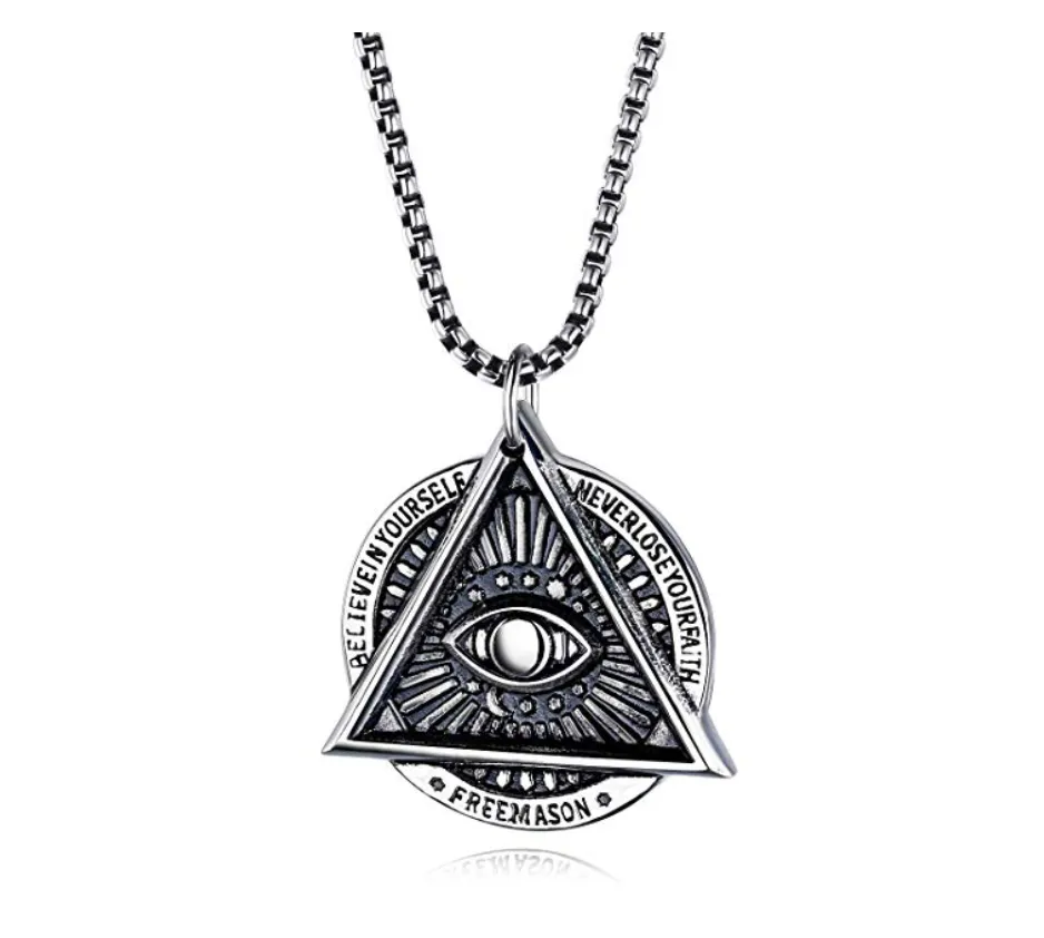 Freemason Necklace Pyramid Eye Necklace Illuminati Talisman Masonic Stainless Steel Chain Jewelry