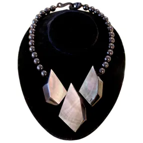 French Black Mother Of Pearl Necklace