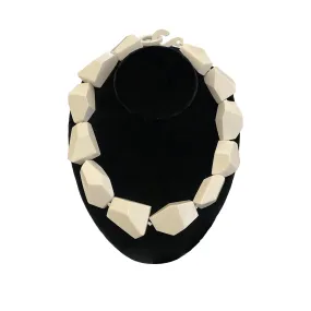 French White Faceted Bead Necklace