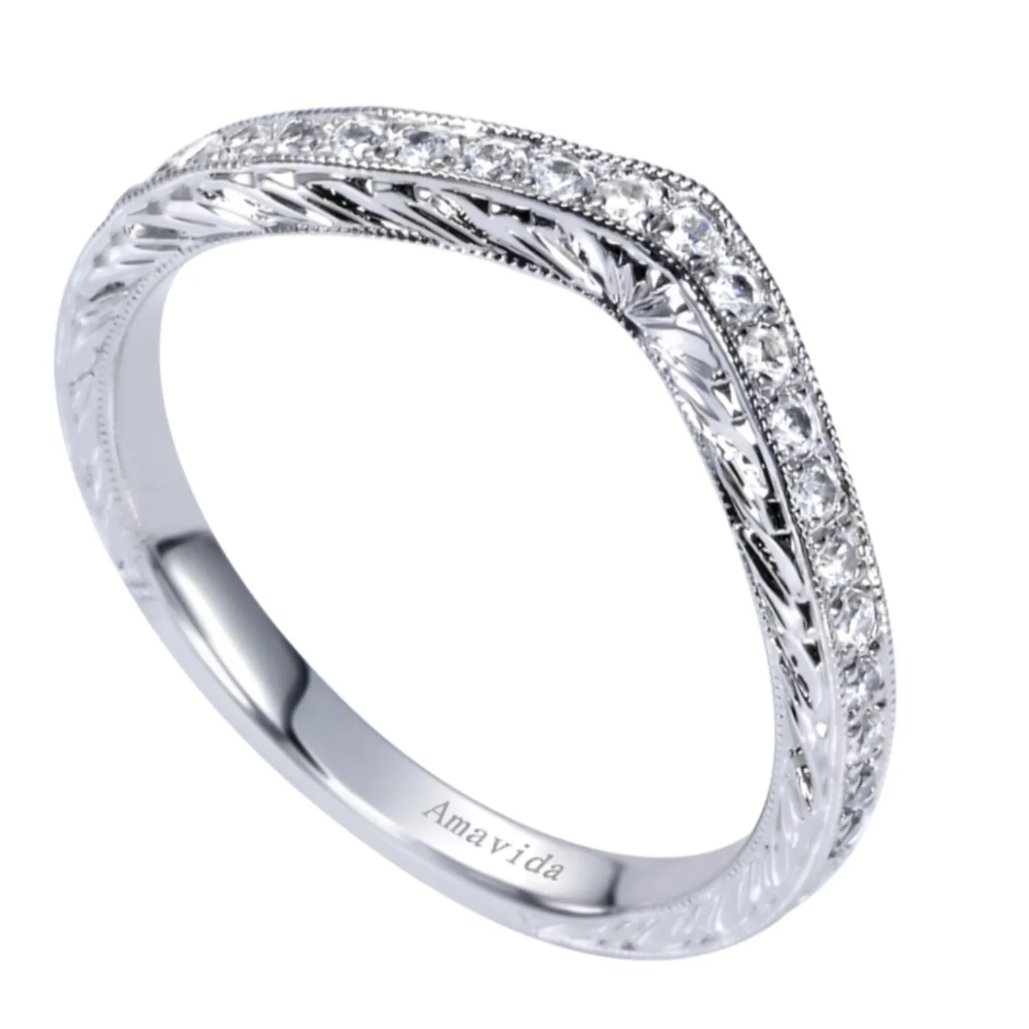 Gabriel & Co. "Kirie" Curved Diamond Wedding Band