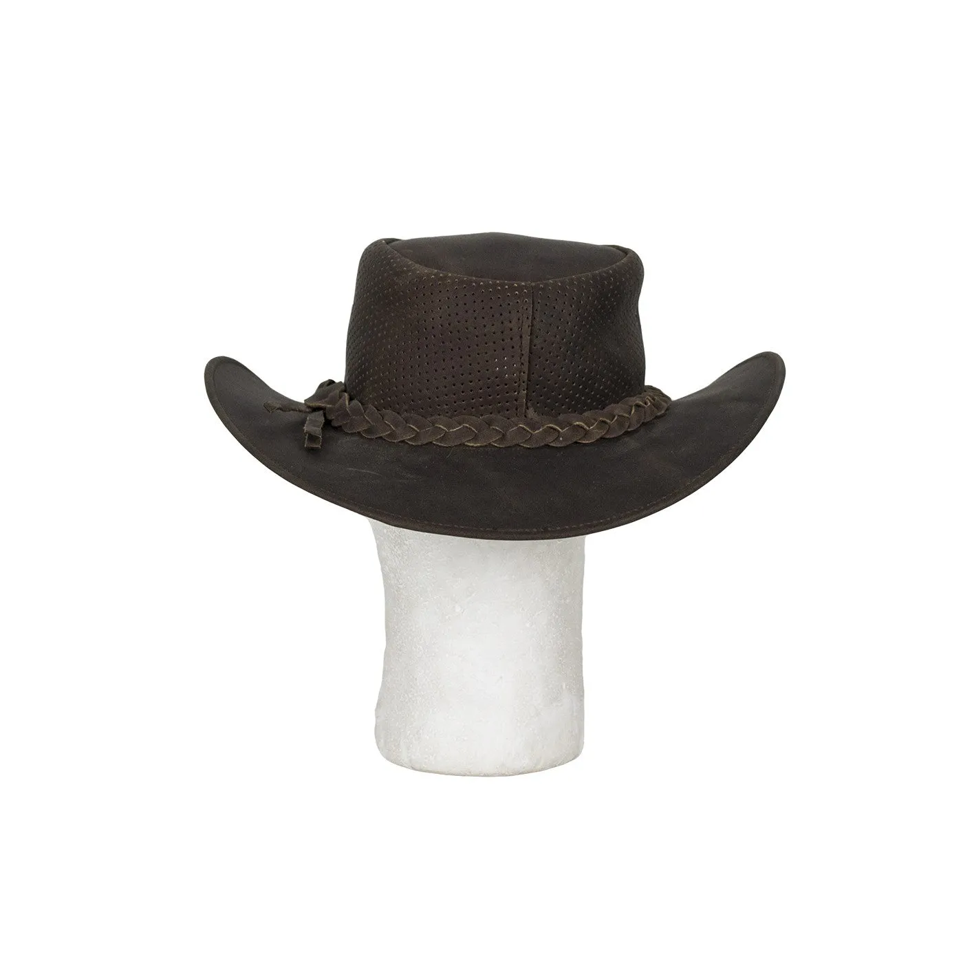 Genuine Brown Leather Gambler Hat