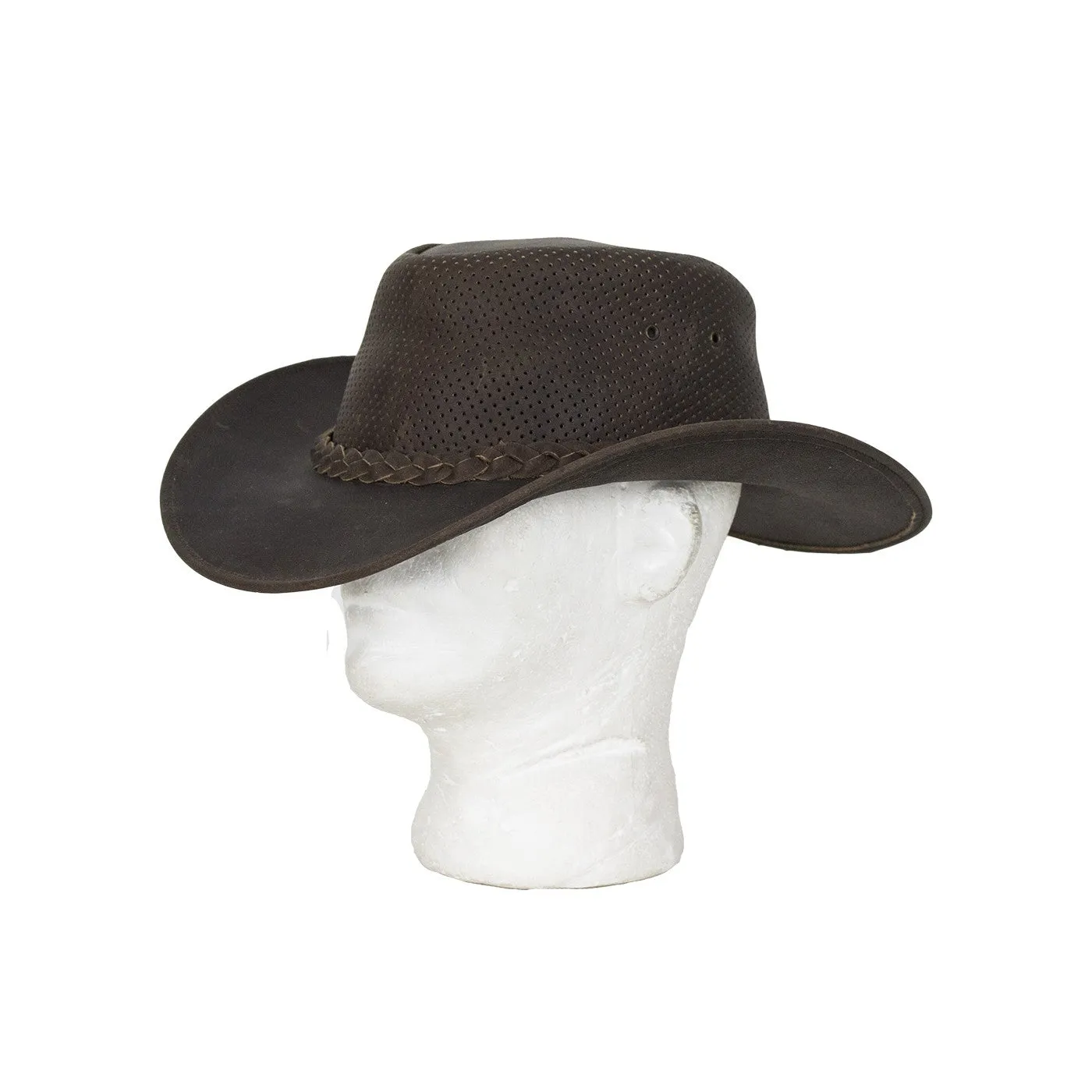 Genuine Brown Leather Gambler Hat