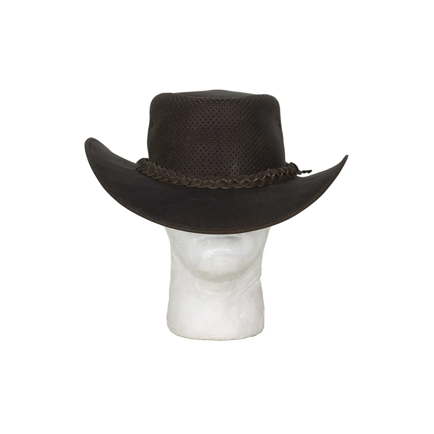 Genuine Brown Leather Gambler Hat