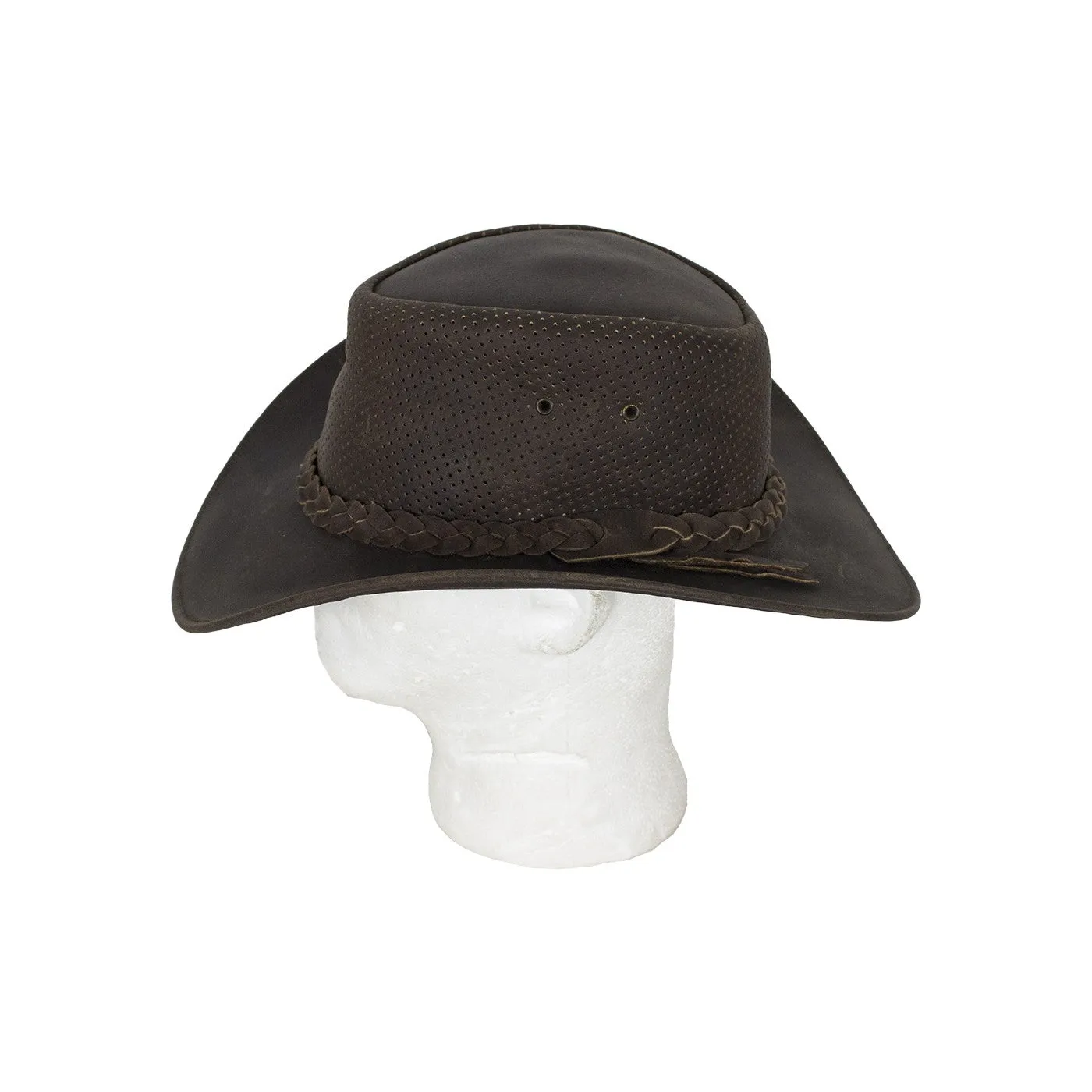 Genuine Brown Leather Gambler Hat