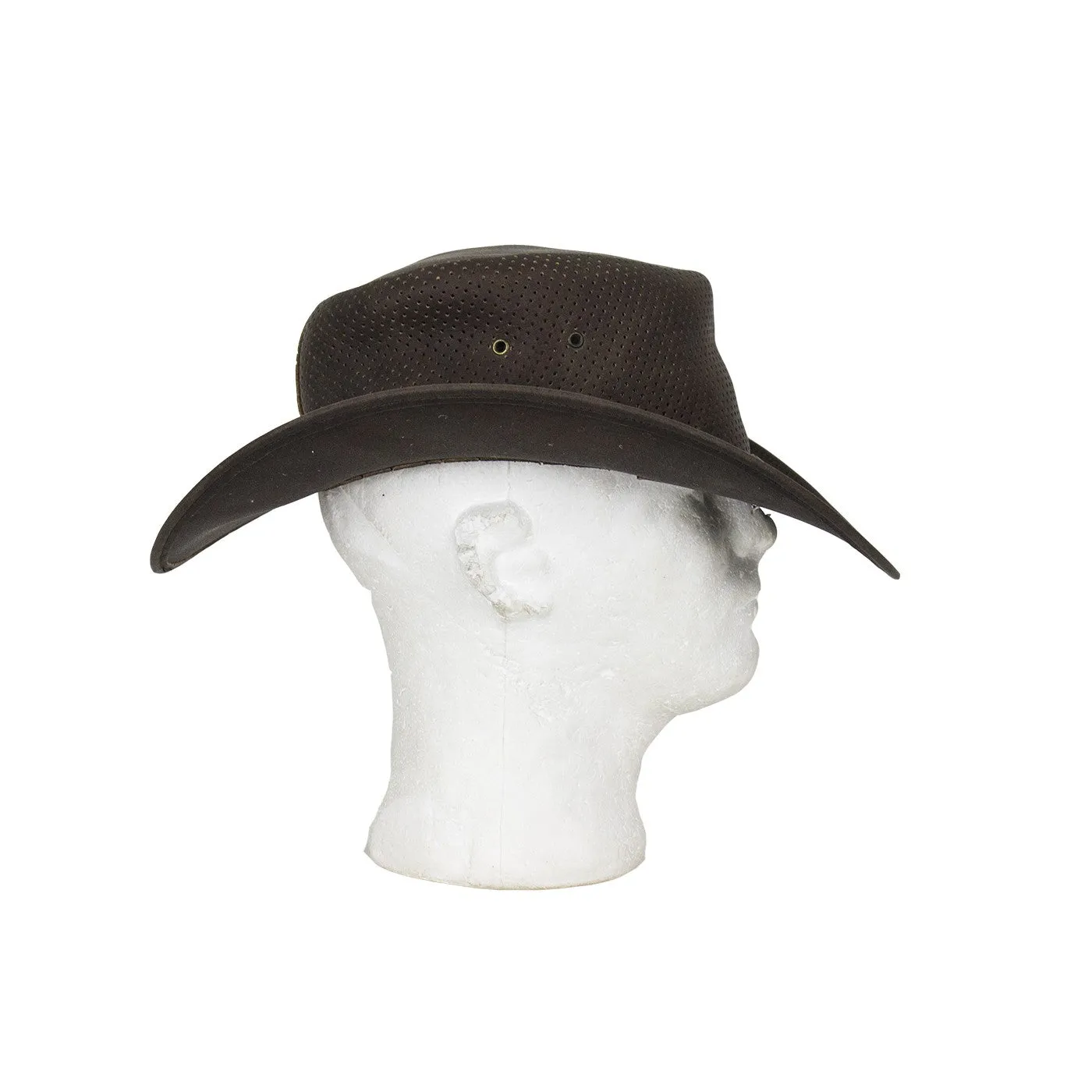 Genuine Brown Leather Gambler Hat