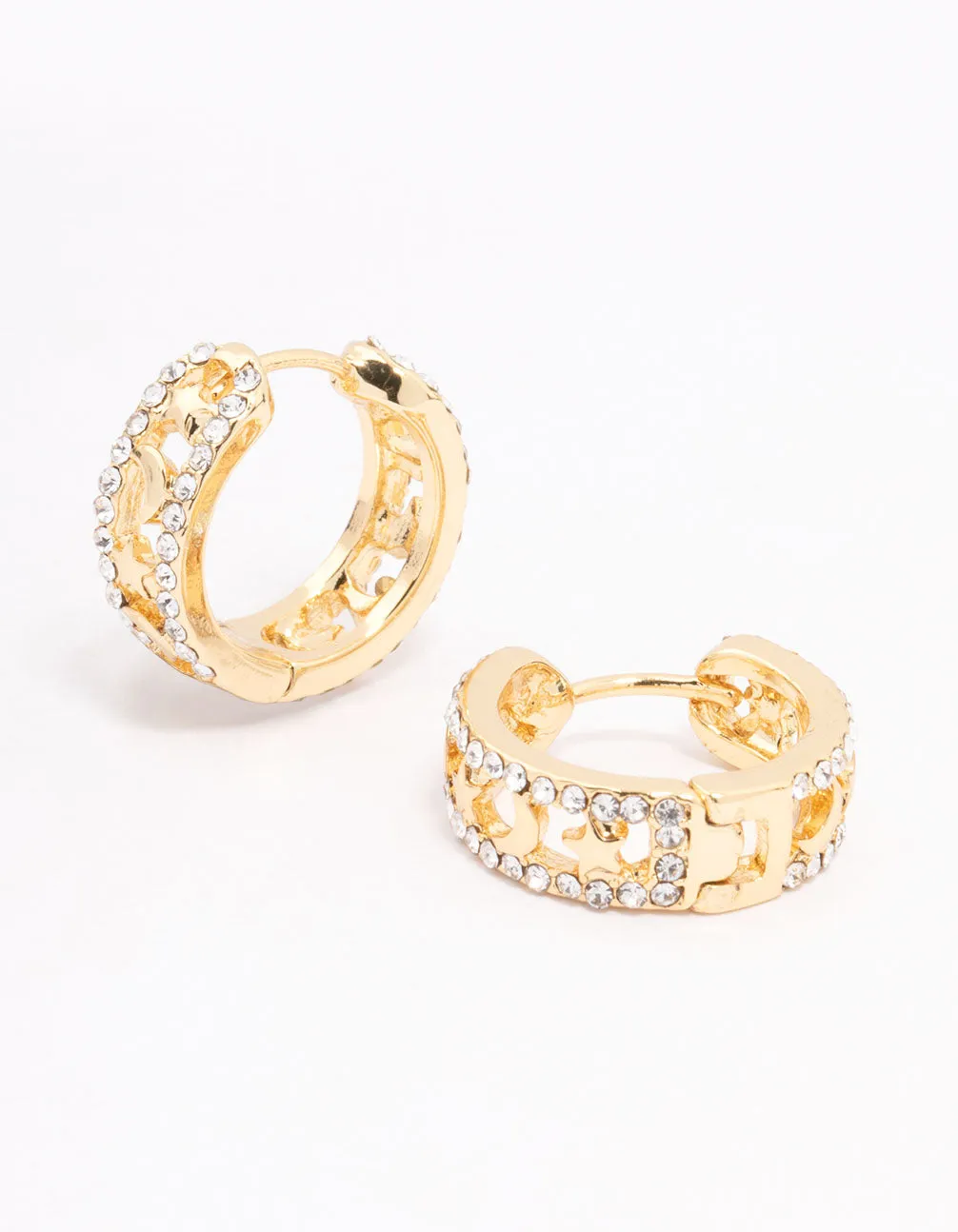 Gold Plated Celestial Cut Out Hoop Earrings