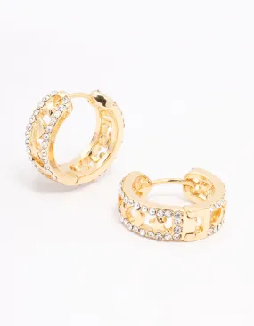 Gold Plated Celestial Cut Out Hoop Earrings