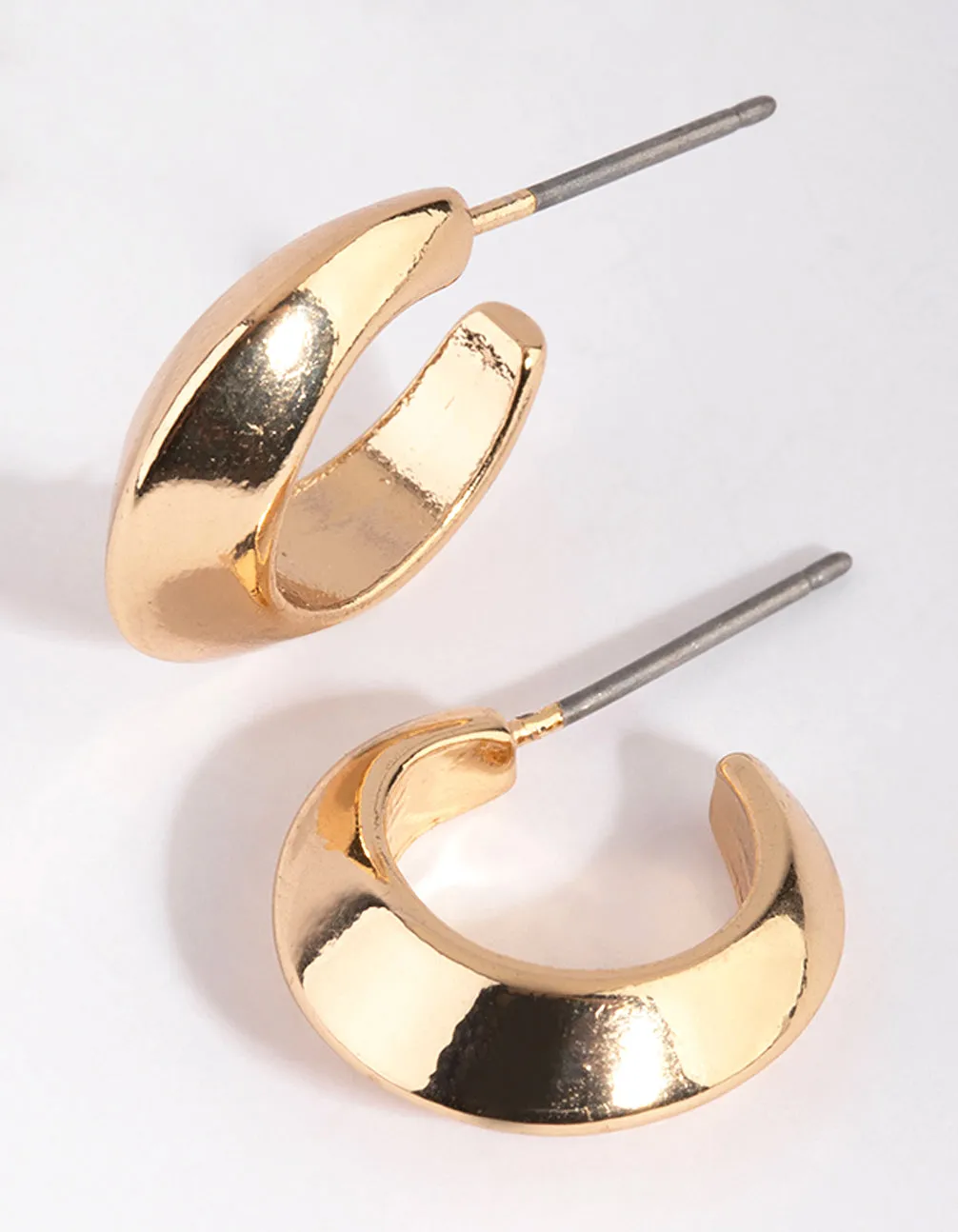 Gold Pointed Huggie Hoop Earrings