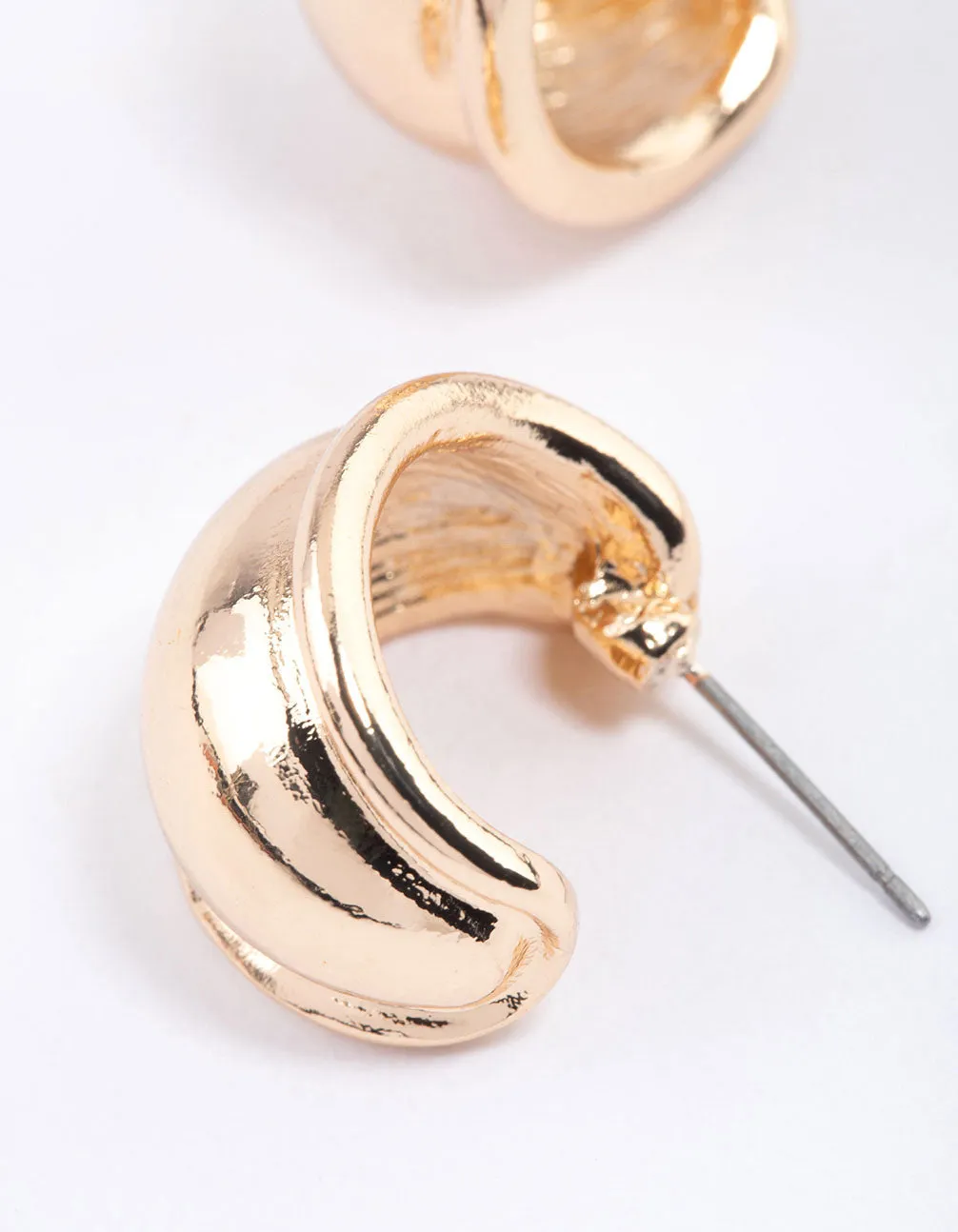 Gold Rounded Edge Hoop Earrings & Polishing Set