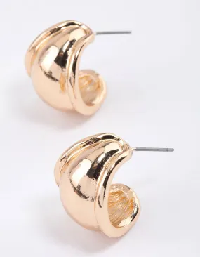 Gold Rounded Edge Hoop Earrings & Polishing Set