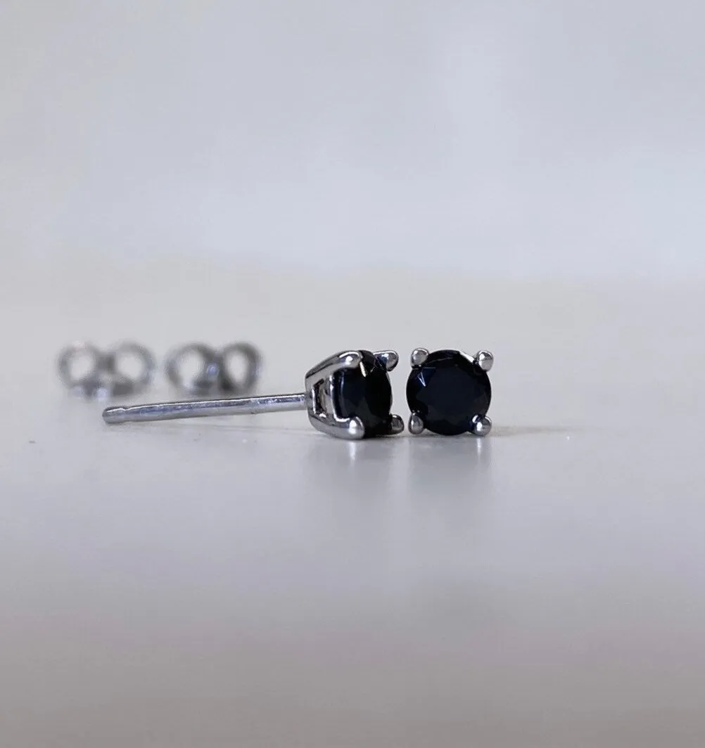 Gold Stud Earrings With Black Diamond