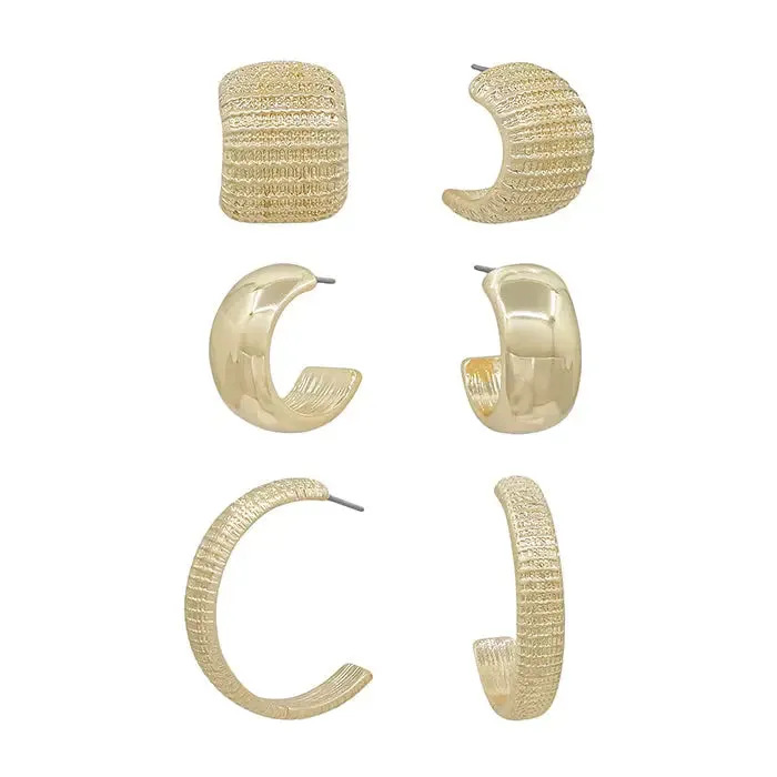 Gold Trio Hoop Earring Set