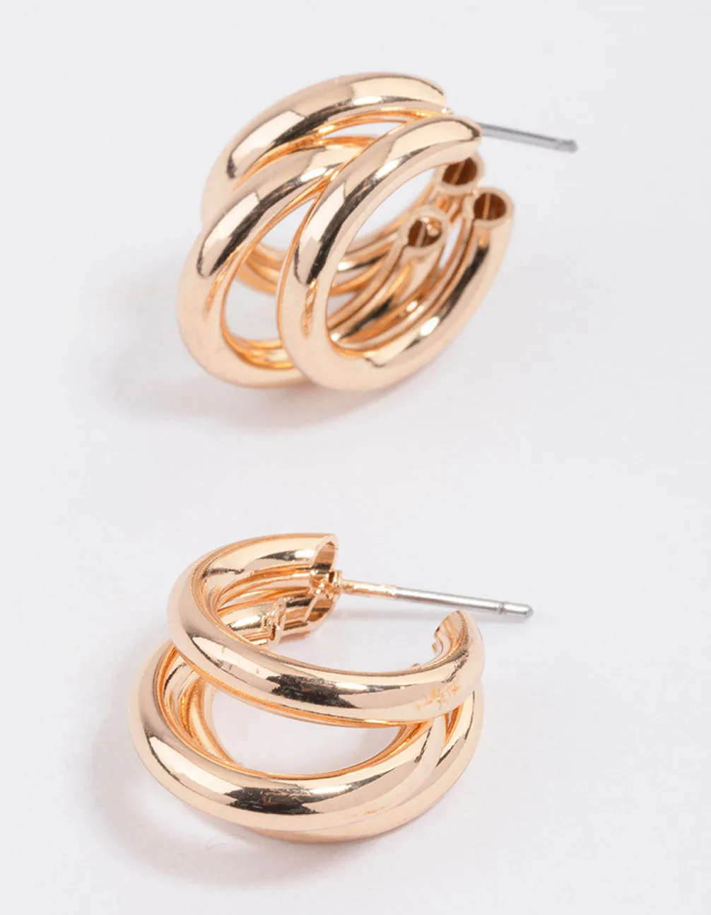 Gold Triple Row Hoop Earrings & Polishing Set