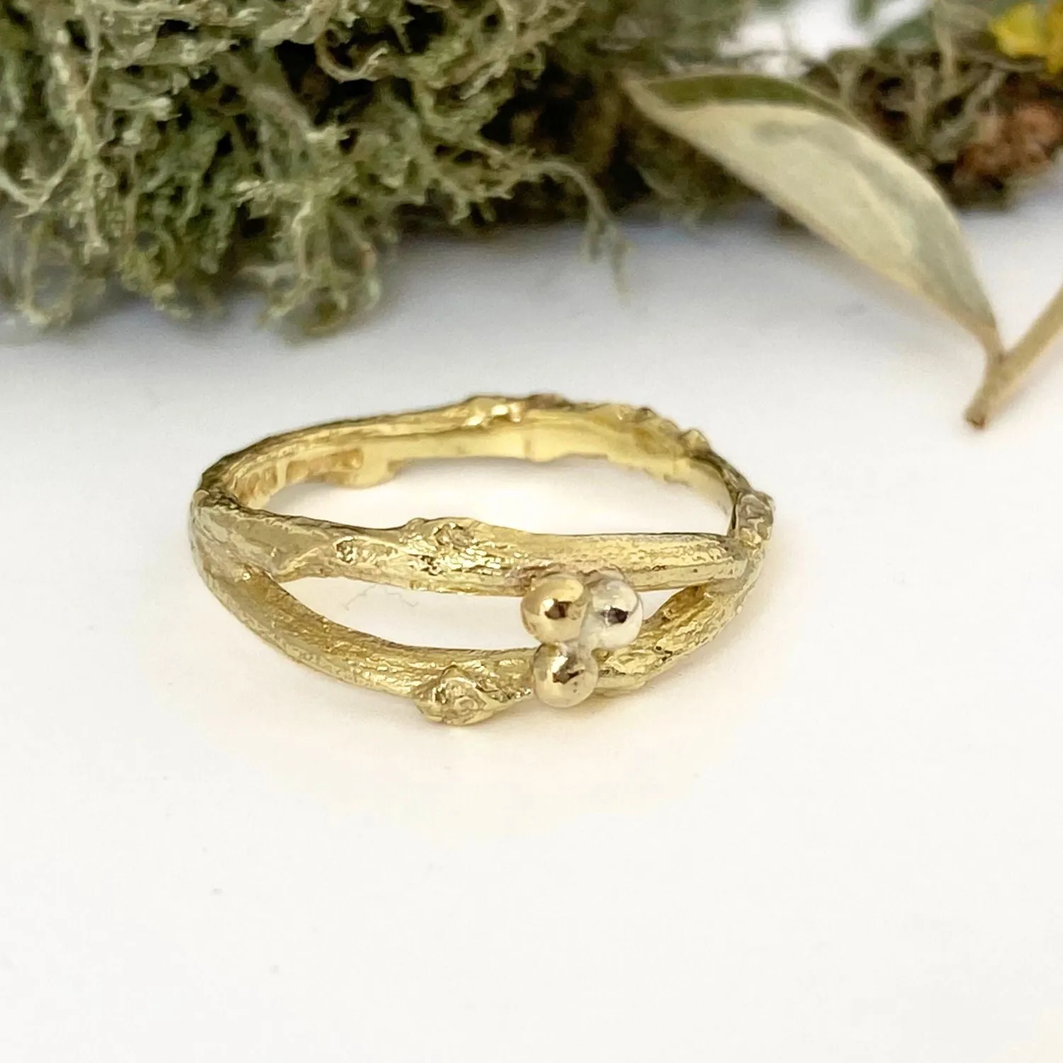 Gold Woodland Twig Ring, twig wedding ring, nature wedding ring