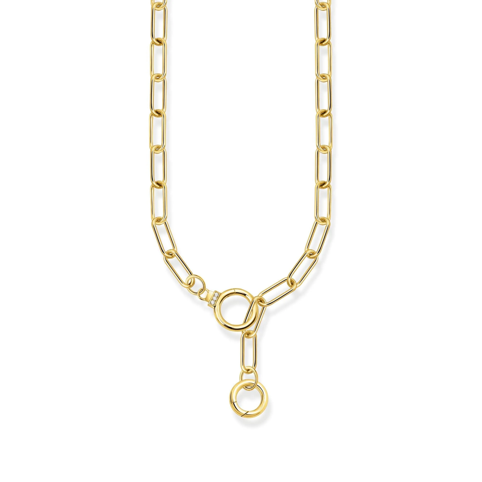 Golden Link necklace with ring clasps and zirconia