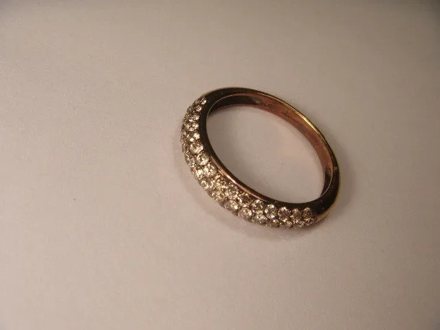 Gorgeous 18K Pink Rose Gold Pave Diamond Wedding Band Ring