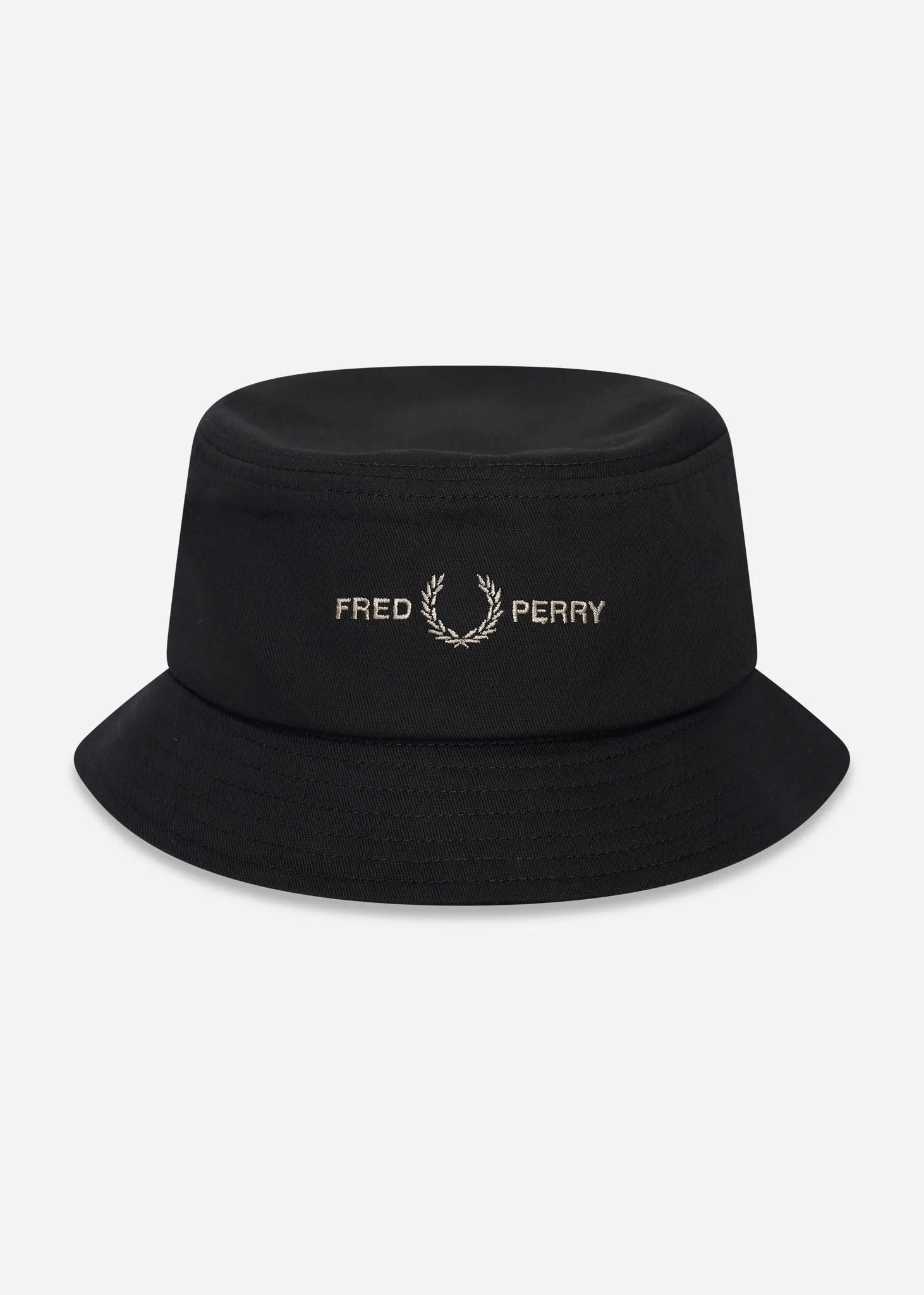 Graphic brand twill bucket hat - black warm grey