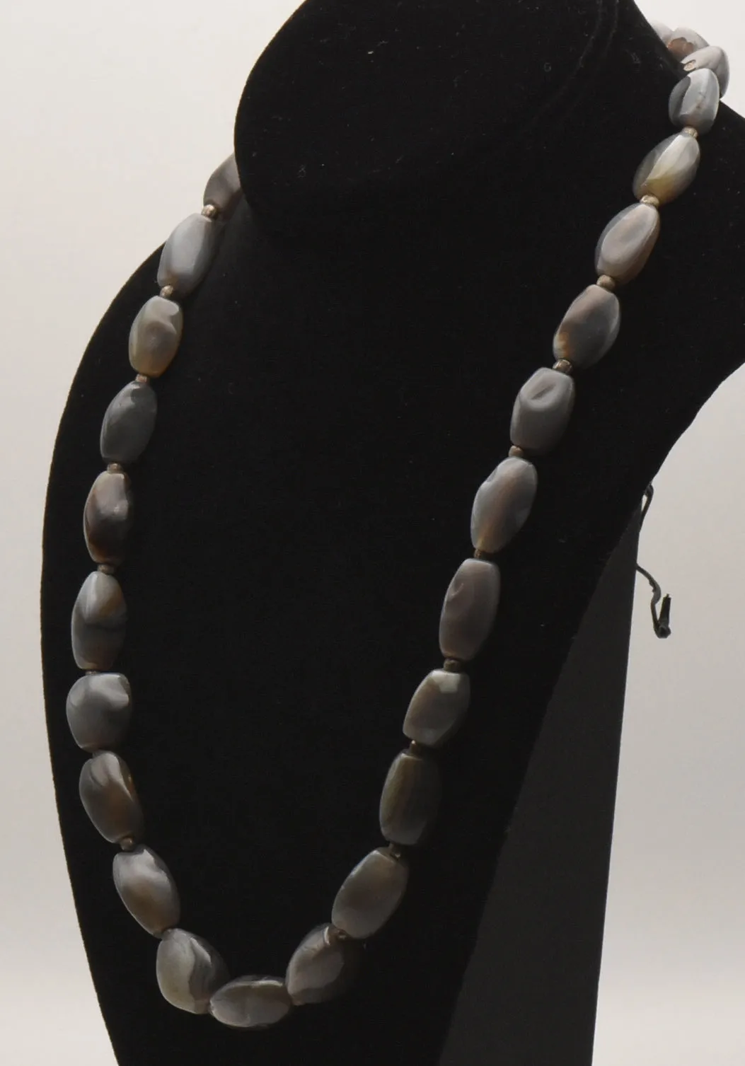 Gray Agate Beaded Necklace - 22.5"