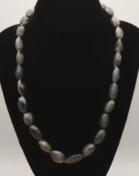 Gray Agate Beaded Necklace - 22.5"