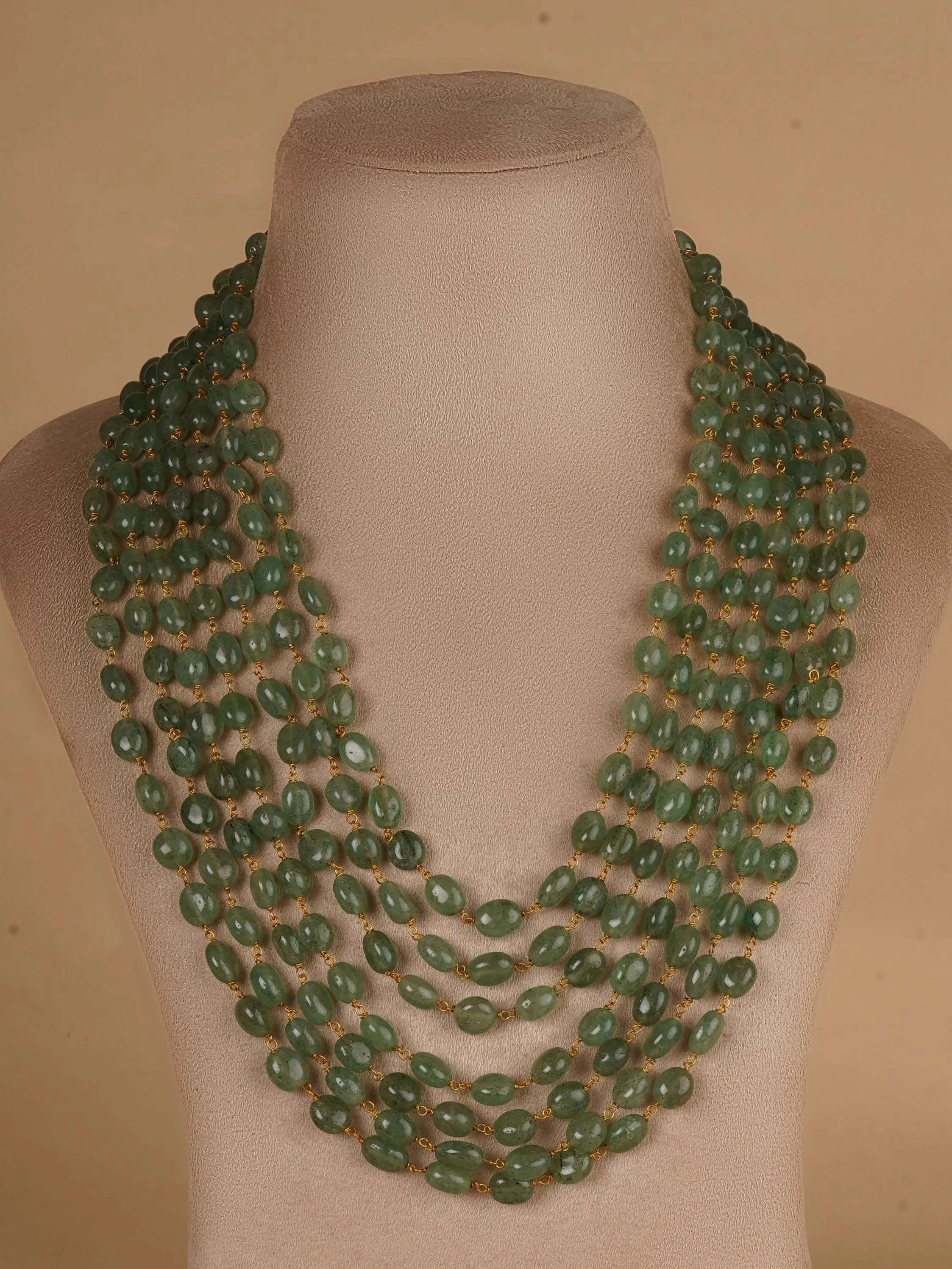 Green Color Gold Plated Necklace/Mala - MN468GR