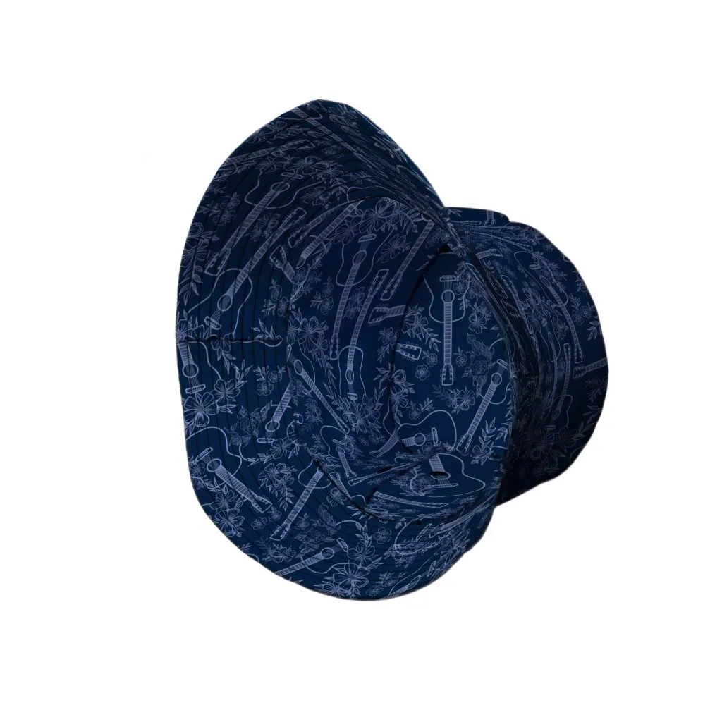 Guitar Blossoms Blue Bucket Hat