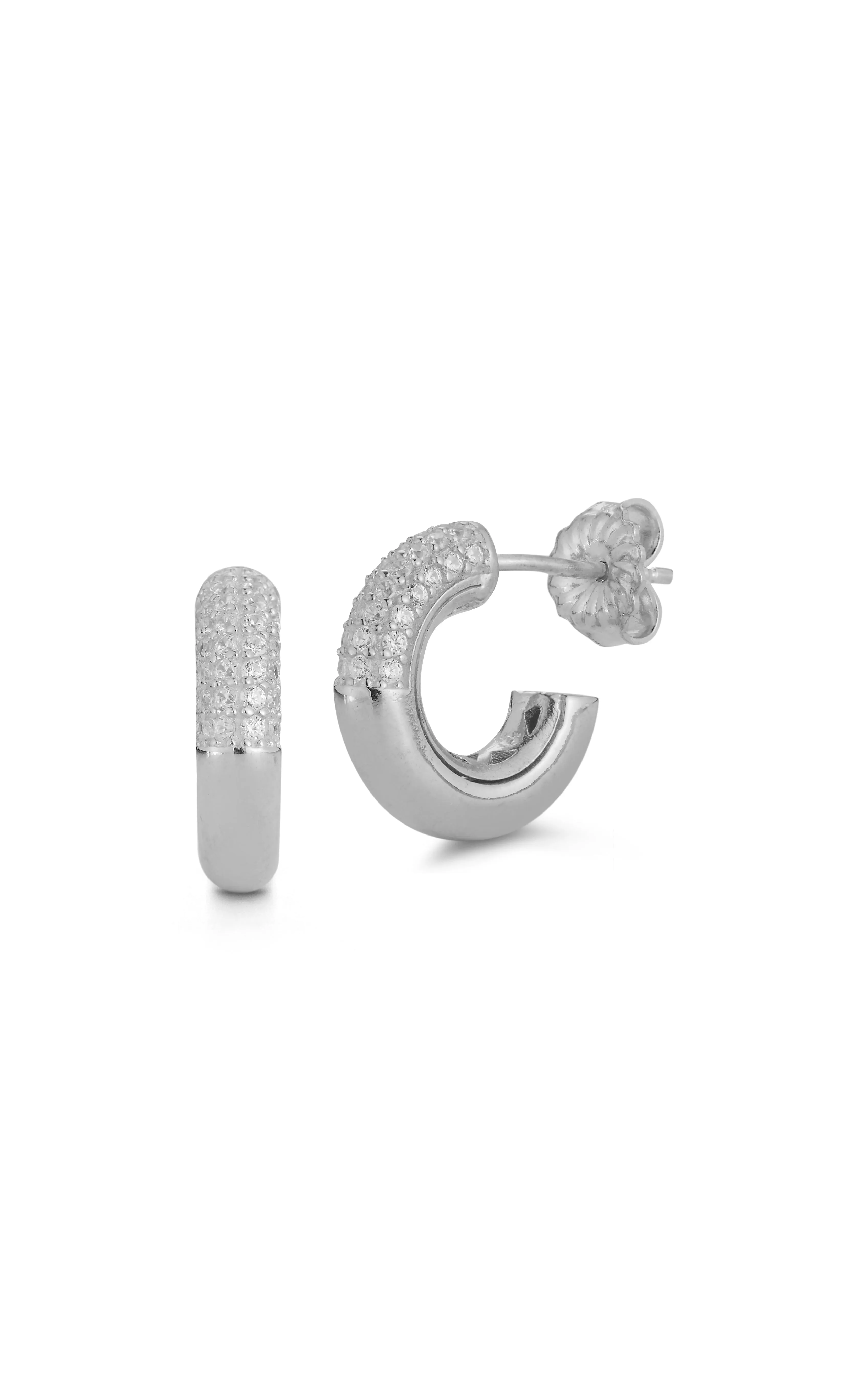 Half Pavé Mini Hoop Earring