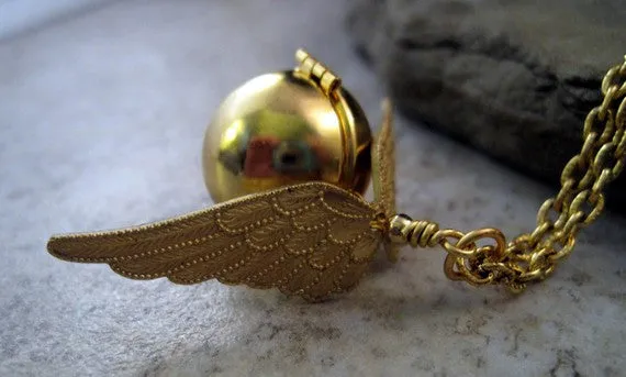 Handmade Golden Snitch Locket Necklace