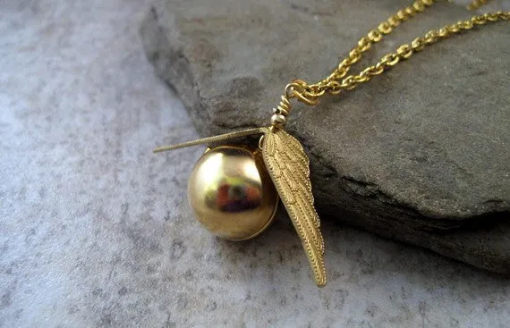 Handmade Golden Snitch Locket Necklace