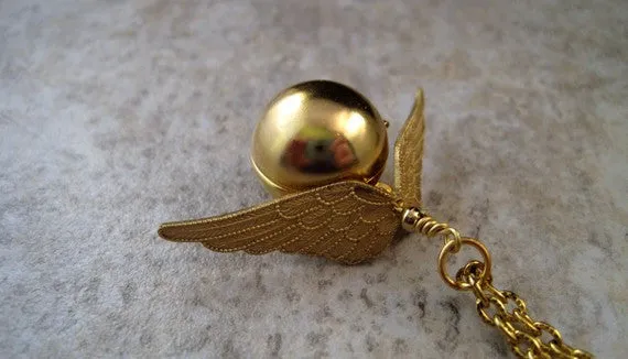 Handmade Golden Snitch Locket Necklace